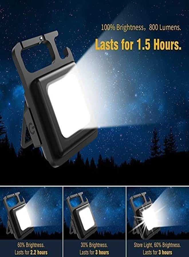 SHB Offical Store for The Genuine Keychain LED Light with Bottle Opener, Magnetic Base and Folding Bracket Mini COB 500 Lumens Rechargeable Emergency Light (Square with 4 Modes) - Image 2
